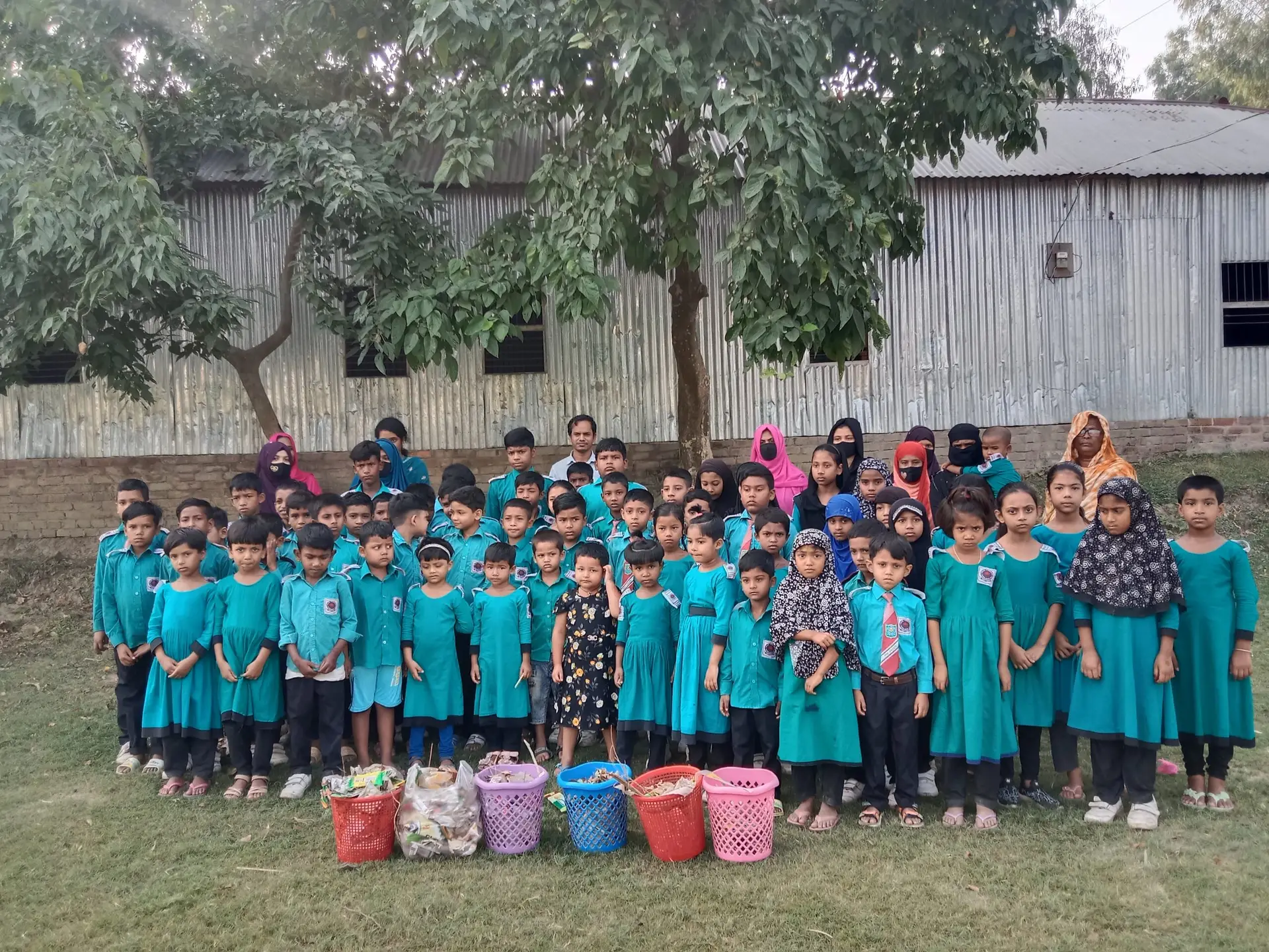 Students of Shikha Academy keeping their campus clean
